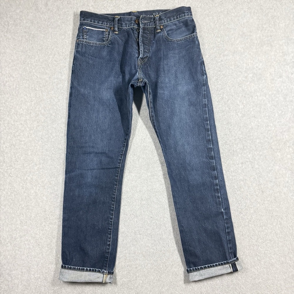 Gap 1969 Straight Fit Red Line Selvedge Denim Jeans Mens 32x31 Blue Dark Wash